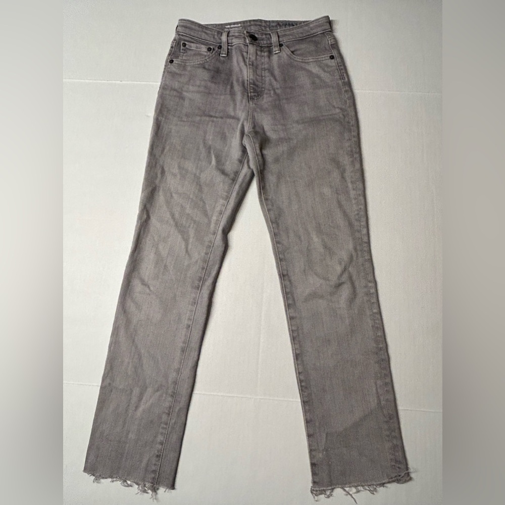 AG Adriano Goldschmied The Isabelle High Rise Straight Crop Gray Sz 25 Raw Hem